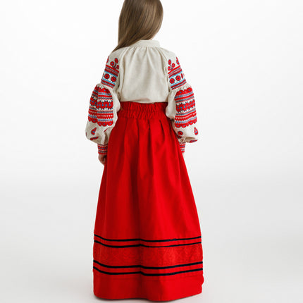 Ukrainian Embroidered Outfit for Girls – Red Traditional Vyshyvanka