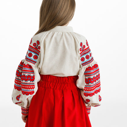 Ukrainian Embroidered Outfit for Girls – Red Traditional Vyshyvanka