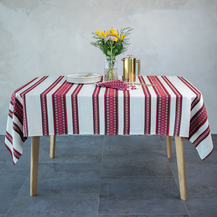 Ukrainian Embroidered Tablecloth with 6 Napkins Set