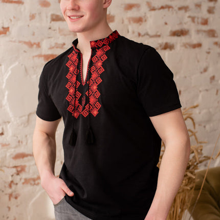 Ukrainian men's T-shirt with an embroidered Tryzub