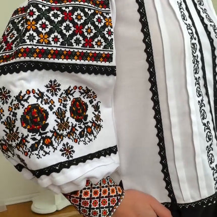 Ukrainian Vyshyvanka Embroidered Blouse for Women – Traditional Folk Shirt, White Cotton or Natural Linen Ukrainian Embroidery