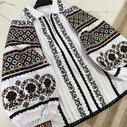 Ukrainian Vyshyvanka Embroidered Blouse for Women – Traditional Folk Shirt, White Cotton or Natural Linen Ukrainian Embroidery