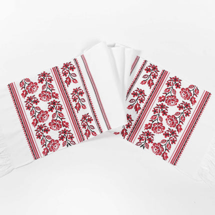Ukrainian Wedding Rushnyk with Red Embroidery