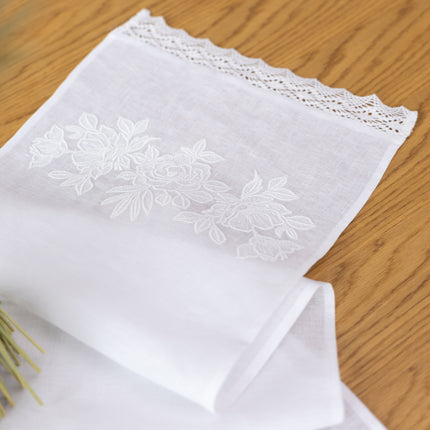 Ukrainian Wedding Towel with White Embroidery | Linen Rushnyk