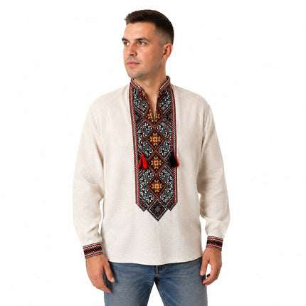 Ukrainian Men's Embroidered Linen Shirt Vyshyvanka