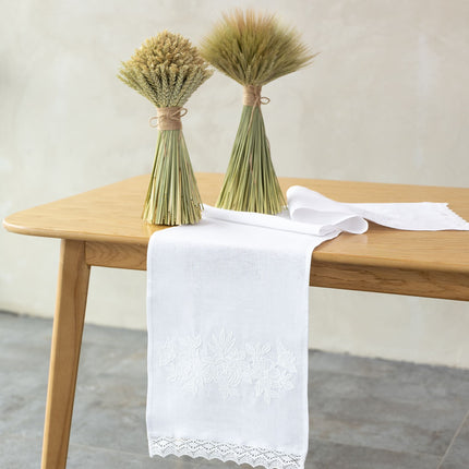 Ukrainian Wedding Towel with White Embroidery | Linen Rushnyk