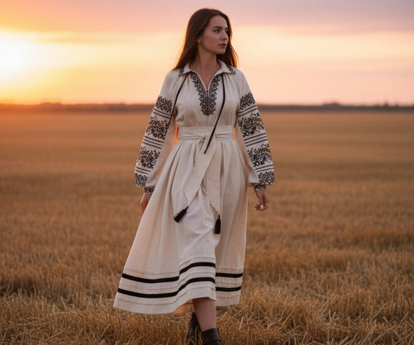 ukrainian embroidered dress Ukrainian linen embroidered dress – VyshyvankaUA