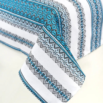 Ukrainian linen tablecloth with folk pattern and 6 napkins