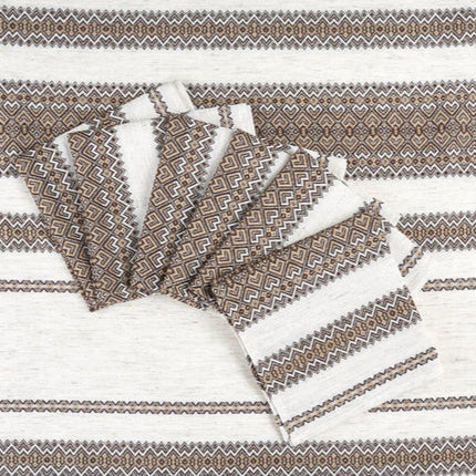 Ukrainian linen tablecloth with folk pattern and 6 napkins