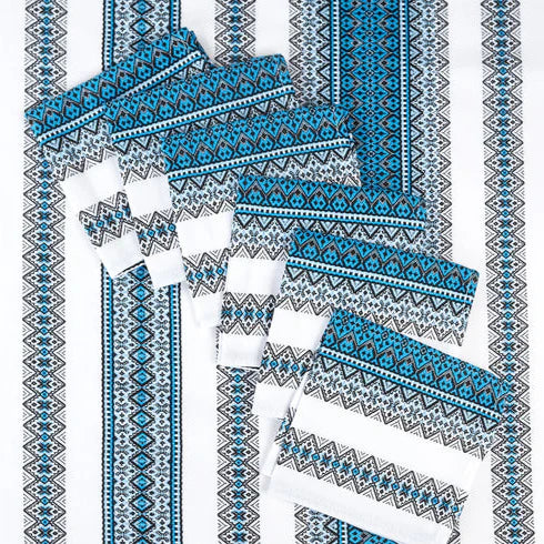 Ukrainian linen tablecloth with folk pattern and 6 napkins