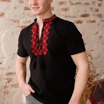 Ukrainian men's T-shirt with an embroidered Tryzub