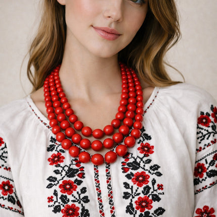 Ukrainian national wooden jewelry
