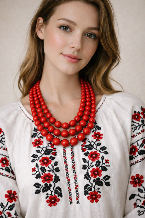 Ukrainian national wooden jewelry