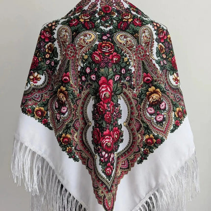 Ukrainian scarf with flowers 120*120 cm