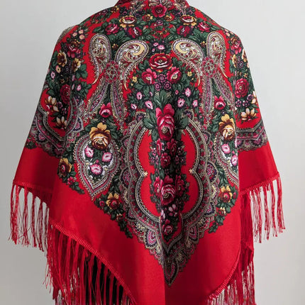 Ukrainian floral shawl 110*110 cm