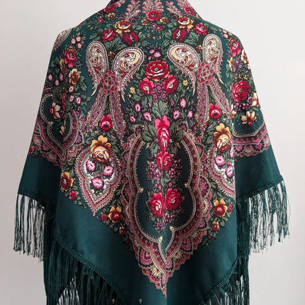 Ukrainian floral shawl 110*110 cm