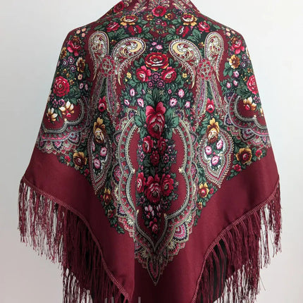 Ukrainian floral shawl 110*110 cm