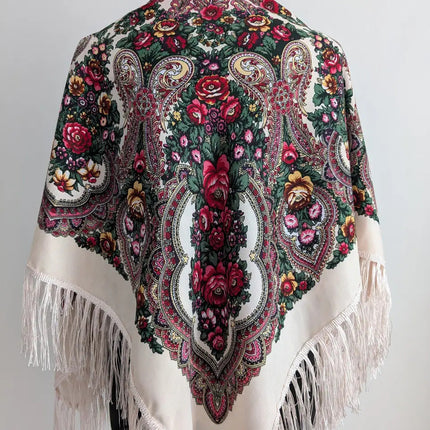 Ukrainian scarf with flowers 120*120 cm