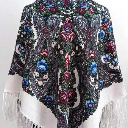 Ukrainian scarf with flowers 120*120 cm
