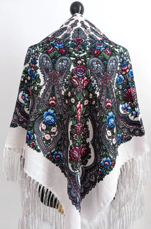 Ukrainian scarf with flowers 120*120 cm