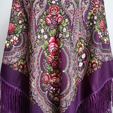 Ukrainian scarf with flowers 120*120 cm