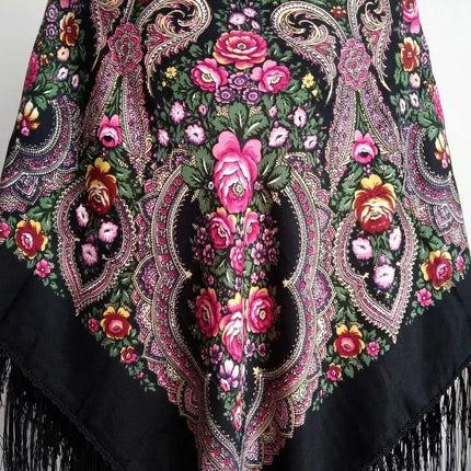Ukrainian scarf with flowers 120*120 cm