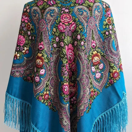 Ukrainian scarf with flowers 120*120 cm