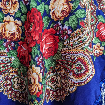 Ukrainian shawl with flowers 110*110 cm