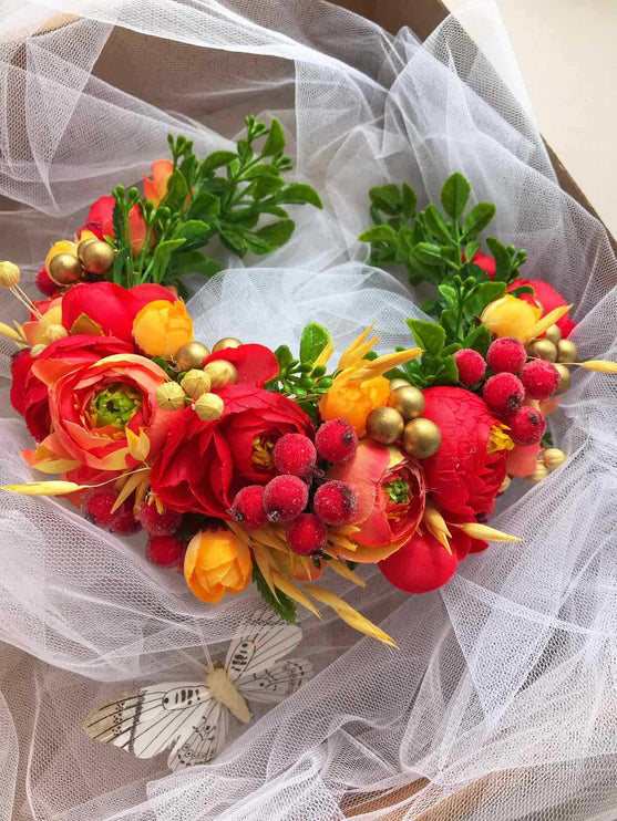 Ukrainian flower hair wreath handmade