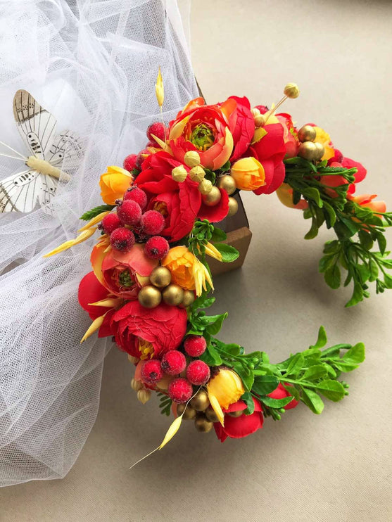Ukrainian flower hair wreath handmade