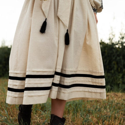Ukrainian linen embroidered dress