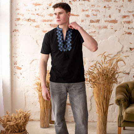 Ukrainian men's T-shirt with an embroidered Tryzub