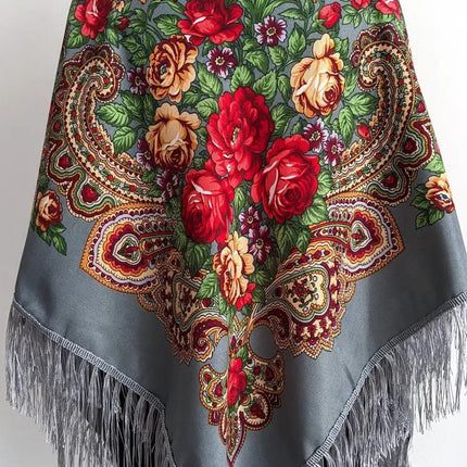 Ukrainian shawl with flowers 110*110 cm