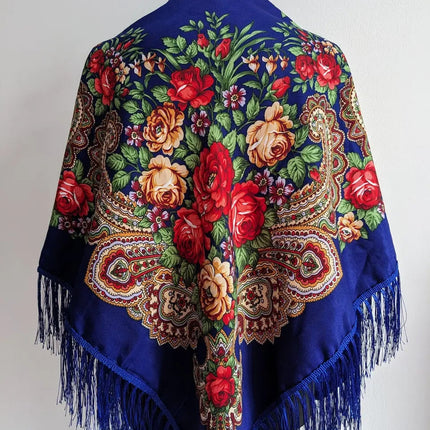 Ukrainian shawl with flowers 110*110 cm