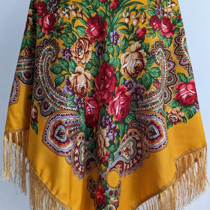 Ukrainian shawl with flowers 110*110 cm
