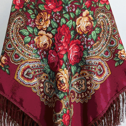 Ukrainian shawl with flowers 110*110 cm