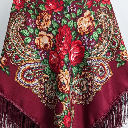 Ukrainian shawl with flowers 110*110 cm