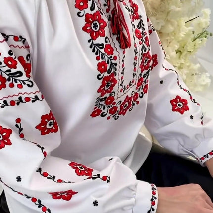 Ukrainian women's blouse with machine and hand embroidery - Panyanka