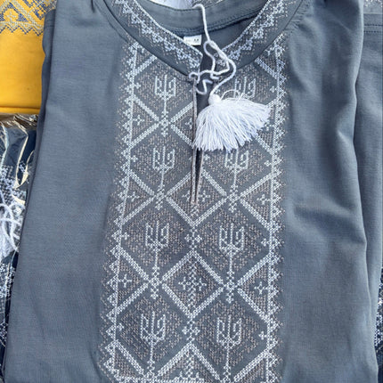 Ukrainian Embroidered Men's T-Shirt with Trident