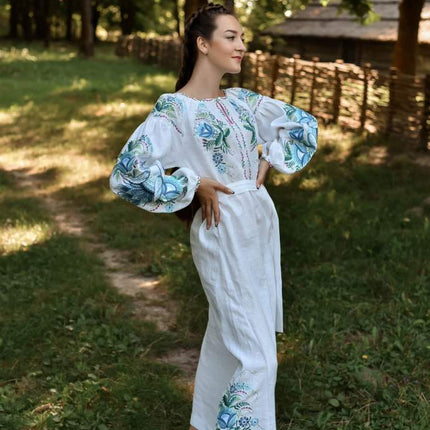 Ukrainian dress with floral embroidery