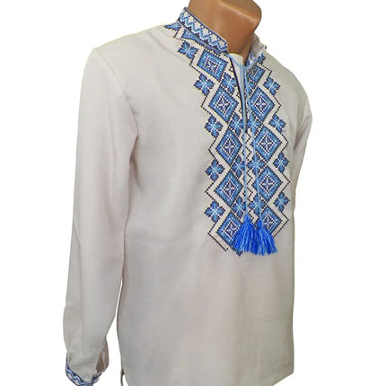 Vyshyvanka mens with a geometric ornament made of linen