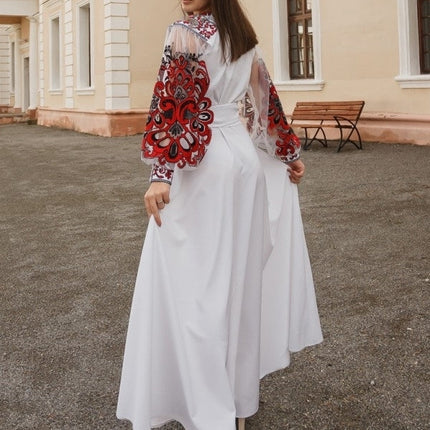 Wedding dress with embroidery