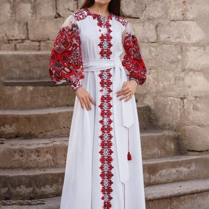 Wedding dress with embroidery