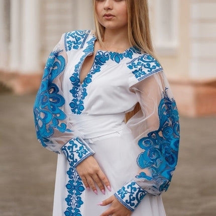 Wedding dress with embroidery