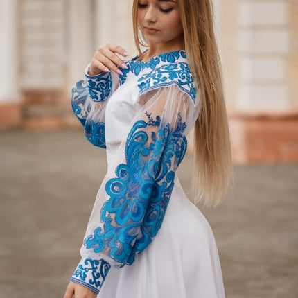 Wedding dress with embroidery