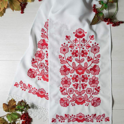 Ukrainian Rushnyk Embroidery Towel Blank with Lace – Pack of 10