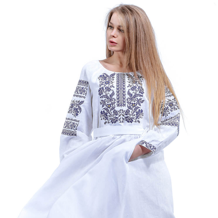White women's dress with embroidery