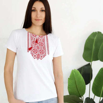 Ukrainian womens t-shirt white and blue