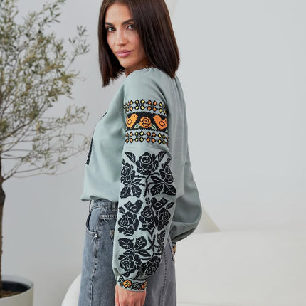 Women's Linen Vyshyvanka with Floral Embroidery