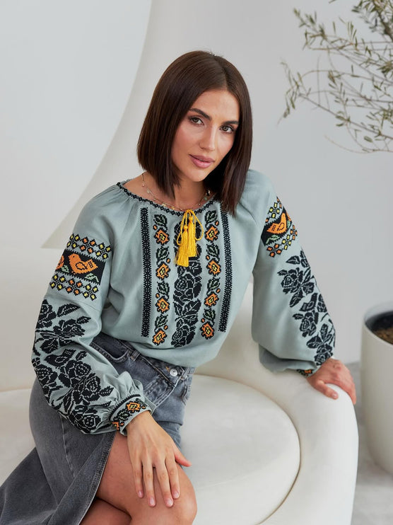 Women's Linen Vyshyvanka with Floral Embroidery